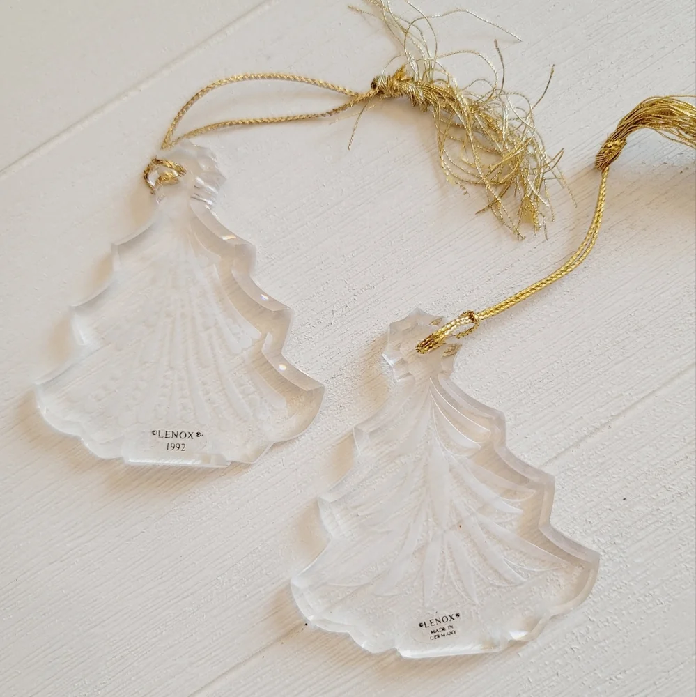 Vintage Lenox Crystal 1991 Christmas Ornaments (2)